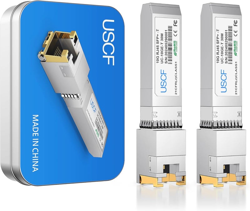 Uscf 10GBase-T SFP+ to RJ45 Transceiver-10G SFP+ Copper Module (Cat6a, up to 30m)-Compatible with Cisco, Ubiquiti UniFi, Fortinet, TP-Link, Meraki, MikroTik, Supermicro - Image 1